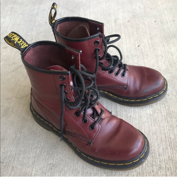 cherry red combat boots